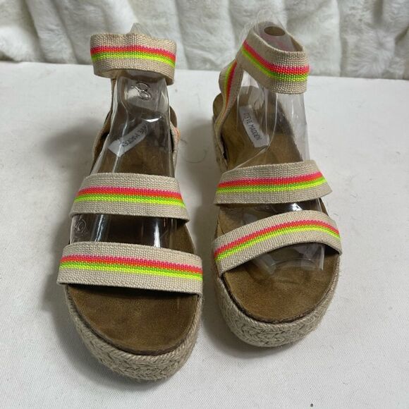 Steve Madden platform espadrilles ankle bright multi color strap sandals… - Picture 9 of 13